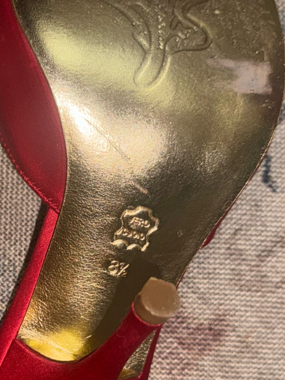 Sam Edelman Red Satin Peep-Toe Slide Heels with Bow Accent - Picture 4 of 5